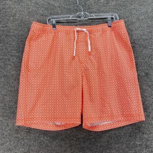 New Elysian Swim Shorts Men L Large Red Floral Mid Rise Drawstring Lined Swim